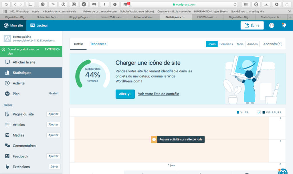 Créer un blog gratuit avec wordpress Espace admin 1024x608 - Créer un blog gratuit avec wordpress